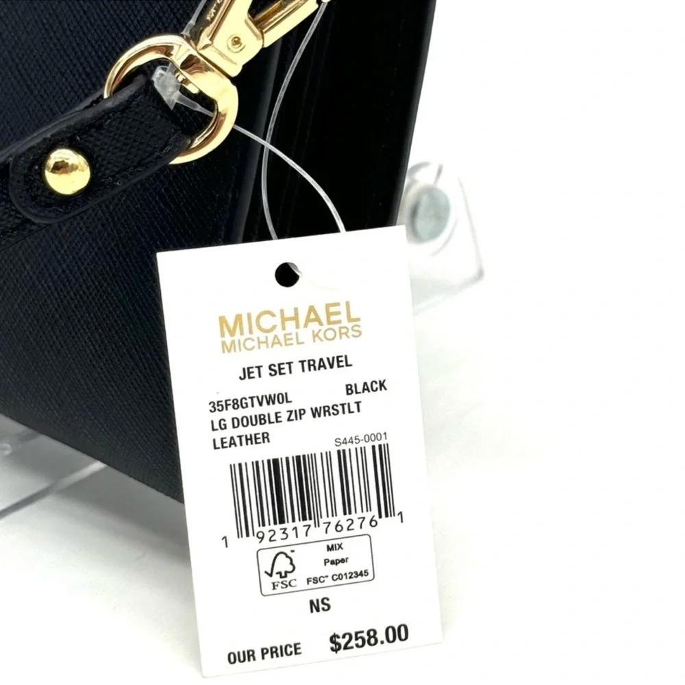 Michael Kors Large Double Zip Wallet Black/Gold